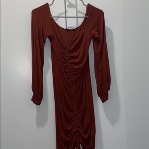 Brown Ruched Shein Dress